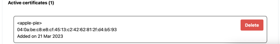 User's active certificate